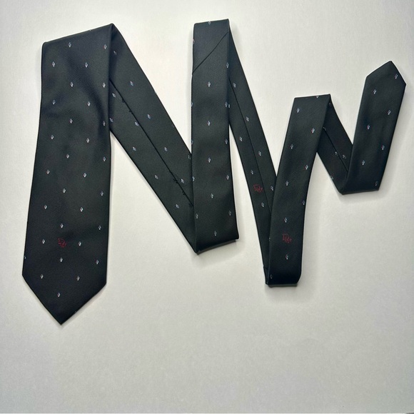 Vintage DIOR Classic Signature Black Embroidered Tie - Picture 6 of 7